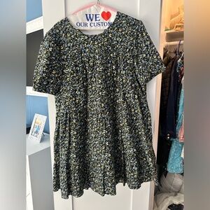 Chic Floral Mini Dress - Black and Blue